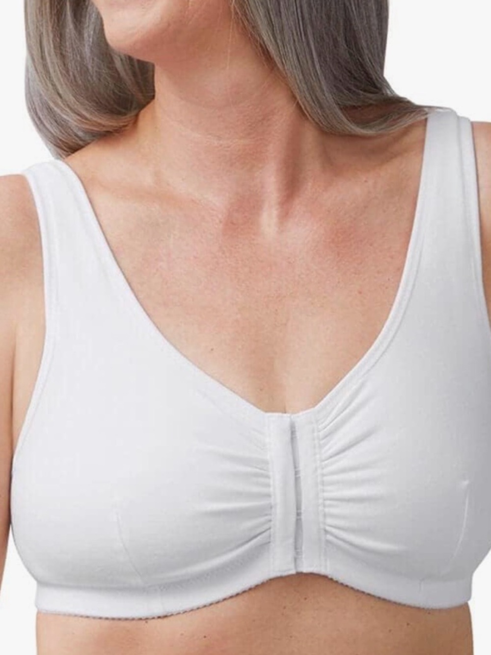 Amoena Fleur Wire Free Front Closure Cotton Pocket Mastectomy Bra Medium DD/DDD